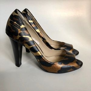 Linea Paolo Animal Print Leopard Peep Toe Heel